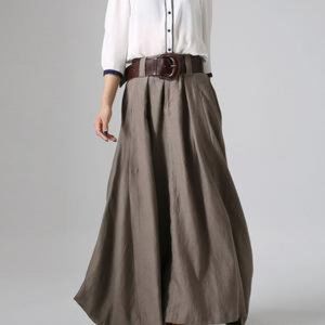 ELLEN TRACY: Vintage Linen Maxi Pleated Skirt